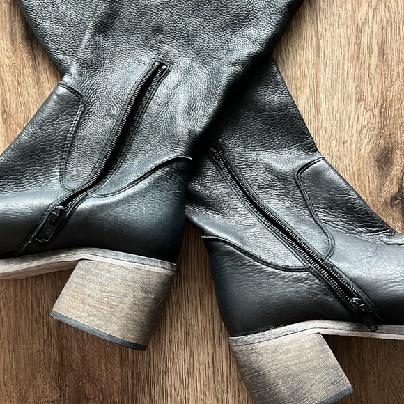 NWOB Free People Essential Tall Slouch Boot Navy Leather Womens - Picture 7 of 8